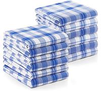 Utopia Towels 200 GSM Plaid Check Dish Towels, 38 x 64 cm, 100% Ring Spun Cotton Dish ClothSuper Absorbent Linen Kitchen Towel, Soft Reusable Cleaning Bar Set (12 Pack, Blue, White)