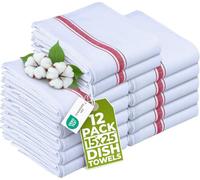 Utopia Towels - 200 GSM Red Dish Towels (12 Pack - 38 x 64 cm) 100% Cotton Dish Cloths Absorbent Bar Cloth, Kitchen Tea Towel for Catering, Drying and Washing