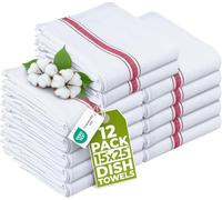 Utopia Towels - 200 GSM Red Dish Towels (12 Pack - 38 x 64 cm) 100% Cotton Dish Cloths Absorbent Bar Cloth, Kitchen Tea Towel for Catering, Drying and Washing