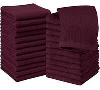 Utopia Towels 24 Pack Cotton Washcloths Set, 100% Ring Spun Cotton, Premium Quality Flannel Face Cloths, Highly Absorbent and Soft Feel Fingertip Towels, Burgundy