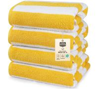 Utopia Towels 4 Pack Cabana Stripe Beach Towel, 30 by 60 Inches, Oversized 100% Ring Spun Cotton Pool Towels, Highly Absorbent Quick Dry Bath Towels for Bathroom, and Swim, Yellow