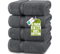 Utopia Towels 4 Pack Premium Bath Towels Set, (27 x 54 Inches) 100% Ring Spun Cotton 600GSM, Lightweight and Highly Absorbent Quick Drying Towels, Perfect for Daily Use (Grey)