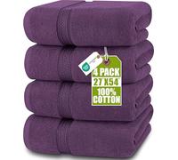Utopia Towels - 4 Piece Bath Towels Set (69 x 137 CM) Cotton - Plum