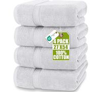 Utopia Towels - 4 Piece Bath Towels Set (69 x 137 CM) Cotton - Silver | Premium 100% Ring Spun Cotton, Quick Dry, Highly Absorbent, Soft Feel Towels, Perfect for Daily Use, Machine Washable