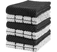 Utopia Towels -6 Kitchen Towels Set - 38 x 64 cm - 100% Ring Spun Cotton Super Soft and Absorbent Dish, Tea and Bar Towel (Black)
