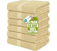 Utopia Towels - 6 Pack Bath Towel Set, 100% Ring Spun Cotton (60 x 120 CM) Medium Lightweight and Highly Absorbent Quick Drying Towels, Premium Towels for Hotel, Spa and Bathroom (Beige)