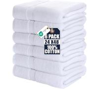 Utopia Towels - 6 Pack Bath Towel Set, 60 x 120 cm, 100% Cotton, White