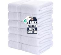 Utopia Towels 6 Pack Medium Bath Towel Set, 24 by 48 Inches, 500 GSM 100% Ring Spun Cotton, Lightweight and Highly Absorbent Quick Drying Premium Towels for Hotel, Spa and Bathroom, White