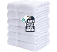 Utopia Towels 6 Pack Medium Bath Towels, 24x48 in, 500 GSM Cotton, White