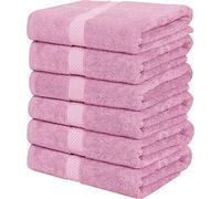 Utopia Towels 6 Pack Small Bath Towel Set, 22 by 44 Inches, 500 GSM 100% Ring Spun Cotton, Lightweight and Highly Absorbent Quick Drying Premium Towels for Hotel, Spa and Bathroom, Pink