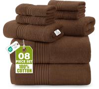 Utopia Towels - 600 GSM 8-Piece Premium Towel Set, 2 Bath Towels, 2 Hand Towels and 4 Washcloths -100% Ring Spun Cotton - Machine Washable, Super Soft and Highly Absorbent (Dark Brown)