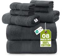 Utopia Towels 8 Piece Premium Towel Set, 2 Bath, 2 Hand, and 4 Washcloths, 100% Ring Spun Cotton, Highly Absorbent Towels for Bathroom, Sports, and Hotel, (Grey, 8)