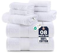 Utopia Towels 8 Piece Premium Towel Set, 2 Bath, 2 Hand, and 4 Washcloths, 100% Ring Spun Cotton, Highly Absorbent Towels for Bathroom, Sports, and Hotel, (White, 8 Pack)