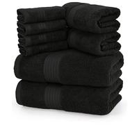 Utopia Towels 8-Piece Premium Towel Set, 2 Bath Towels, 2 Hand Towels, and 4 Wash Cloths, 100% Ring Spun Cotton Highly Absorbent Towels for Bathroom, Sports, and Hotel (Black)