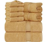 Utopia Towels 8 Piece Towel Set, 100% Cotton, Beige | 2 Bath Towels, 2 Hand Towels and 4 Washcloths Cotton Hotel Quality Super Soft, Highly Absorbent, Machine Washable