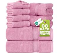 Utopia Towels 8 Piece Towel Set, 100% Cotton, Pink