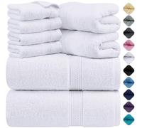 Utopia Towels 8 Piece Towel Set, 100% Cotton, White | 2 Bath Towels, 2 Hand Towels and 4 Washcloths Cotton Hotel Quality Super Soft, Highly Absorbent, Machine Washable