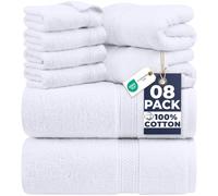 Utopia Towels 8 Piece Towel Set, 100% Cotton, White
