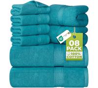 Utopia Towels 8 Piece Towel Set - 2 Bath Towels, 2 Hand Towels and 4 Washcloths Cotton Hotel Quality Super Soft and Highly Absorbent (Teal)