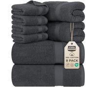 Utopia Towels 8 Piece Towel Set - 2 Bath Towels, 2 Hand Towels and 4 Washcloths Cotton Hotel Quality Super Soft and Highly Absorbent (Gray)