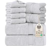 Utopia Towels 8 Piece Towel Set - 2 Bath Towels, 2 Hand Towels and 4 Washcloths Cotton Hotel Quality Super Soft and Highly Absorbent (Silver)