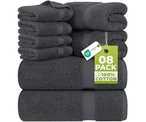 Utopia Towels 8 Piece Towel Set - 2 Bath Towels, 2 Hand Towels and 4 Washcloths Cotton Hotel Quality Super Soft and Highly Absorbent (Gray)