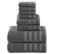 Utopia Towels 8 Piece Towel Set - Super Absorbent & Quicker-to-Dry, Thick 100% Ring Spun Cotton Towels for Bathroom, Spa & Hotel - 2 Bath, 2 Hand, 4 Washcloths, Cool Grey