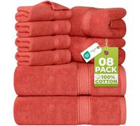 Utopia Towels 8-teiliges Premium-Handtuch-Set, 2 Badetücher, 2 Handtücher und 4 Waschlappen, 600 g/m², 100% ringgesponnene Baumwolle, Fitnessstudio, Hotel und Spa (Koralle)