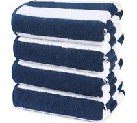 Utopia Towels Cabana Beach Towels 76x152cm, 4 Pack, Cotton, Striped, Navy