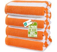 Utopia Towels Cabana Beach Towels 76x152cm, 4 Pack, Cotton, Striped, Orange | Oversized Lightweight, Ring Spun Cotton, Large Pool Towels, Soft and Quick Dry Swim Towels, Lightweight , Machine Washable