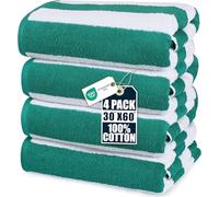 Utopia Towels Cabana Stripe Beach Towels (76 x 152 cm) - 100% Ring Spun Cotton Large Pool Towels, Soft and Quick Dry Swim Towels (Pack of 4) (Green)