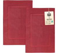 Utopia Towels Cotton Banded Bath Mats, Red [Not a Bathroom Rug] 21 x 34 Inches, 100% Ring Spun Cotton - Highly Absorbent and Machine Washable Shower Bathroom Floor Mat (Pack of 2) (UT1042)