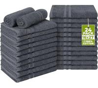 Utopia Towels Cotton Bleach Proof Salon Towels (16x27 inches) - Bleach Safe Gym Hand Towel (24 Pack, Dark Grey)