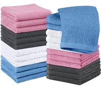 Utopia Towels Cotton Washcloths - Pack of 24-100% Ring Spun Cotton, Premium Quality Flannel Face Cloths, Highly Absorbent and Soft Feel Fingertip Towels (White, Grey, Electric Blue, Pink) (UT0951)