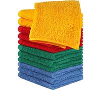 Utopia Towels Cotton Washcloths Set - 100% Ring Spun Cotton, Flannel Face Cloths, Highly Absorbent and Soft Feel Fingertip (12 Pack, Electric Blue, Hunter Green, Red, Mustard) (UT1050)