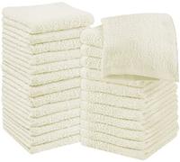 Utopia Towels Cotton Washcloths Set - 100% Ring Spun Cotton, Premium Quality Flannel Face Cloths, Highly Absorbent and Soft Feel Fingertip Towels (24 Pack, Ivory) (ABS-I-17)