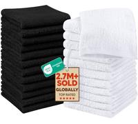 Utopia Towels Cotton Washcloths Set - 100% Ring Spun Cotton, Premium Quality Flannel Face Cloths, Highly Absorbent and Soft Feel Fingertip Towels (24 Pack, Grey, White) (UT1041)
