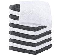 Utopia Towels Cotton Washcloths Set - Pack of 24-100 Percent Ring Spun Cotton, Premium Quality Flannel Face Cloths, Highly Absorbent and Soft Feel Fingertip Towels (12 Pack, Grey, White) (UT0941)