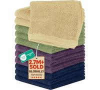 Utopia Towels Cotton Washcloths Set - Pack of 24-100% Ring Spun Cotton, Premium Quality Flannel Face Cloths, Highly Absorbent and Soft Feel Fingertip Towels (12 Pack, Beige, Plum, Sage Green, Navy)