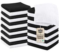 Utopia Towels Cotton Washcloths Set - Pack of 24-100% Ring Spun Cotton, Premium Quality Flannel Face Cloths, Highly Absorbent and Soft Feel Fingertip Towels (24 Pack, Black, White)