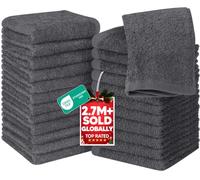 Utopia Towels Flannel Face Cloths Set, 24-Pack, 30 x 30 cm, Cotton, Grey