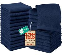 Utopia Towels Flannel Face Cloths Set, 24-Pack, 30 x 30 cm, Cotton, Navy