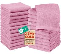 Utopia Towels Flannel Face Cloths Set, 24-Pack, 30 x 30 cm, Cotton, Pink