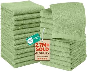 Utopia Towels Flannel Face Cloths Set, 24-Pack, 30 x 30 cm, Sage green
