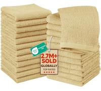 Utopia Towels - Flannel Face Cloths Set - 30 x 30 cm - 100% Ring Spun Cotton, Premium Quality Washcloths, Highly Absorbent and Soft Feel Face Towels, Perfect for Cleaning Dishes (24 Pack, Beige)