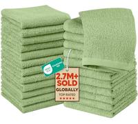 Utopia Towels - Flannel Face Cloths Set - 30 x 30 cm - 100% Ring Spun Cotton, Premium Quality Washcloths, Highly Absorbent and Soft Feel Face Towels, Perfect for Cleaning Dishes (24-Pack, Sage Green)