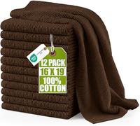 Utopia Towels Kitchen Bar Mops 16 x 19 Inches, 100% Cotton Super Absorbent Ribbed Bar Towels, Multi-Purpose Cleaning Towels for Home and Kitchen Bars 12 Pack Brown