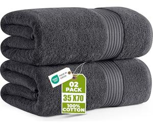 Utopia Towels - Luxurious Jumbo Bath Sheet 2 Pack - 100% Cotton Highly Absorbent and Quick Dry Extra Large Bath Towel - Super Soft Hotel Quality Towel (90 x 180 cm, Grey)