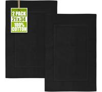 Utopia Towels Luxury Ringspun Cotton Bath Mat Luxury Size Maximum Absorbency Machine Washable 2Pack (21" X 34") Black