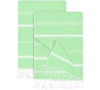 Utopia Towels Pack of 2 Turkish Beach Towel (40x72 Inches), Oversized 100% Cotton Sand Free Lightweight Absorbent Quick-Dry Beach Blanket, Extra Large Turkish Bath Towels for Travel and Pool (Green)